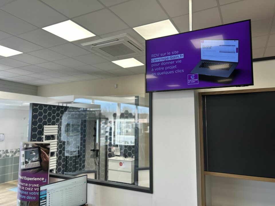 Affichage dynamique en magasin Carrelage et Bain réseau